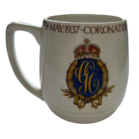 Vintage 1937 CORONATION Mug King George VI Queen Elizabeth Johnson Bros England - Picture 6 of 8